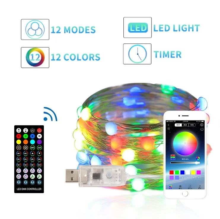 Christmas Tree Decor LED String Lights Smart Bluetooth APP Control Halloween