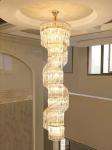 Luxury crystal chandelier duplex building hollow living room lamp large