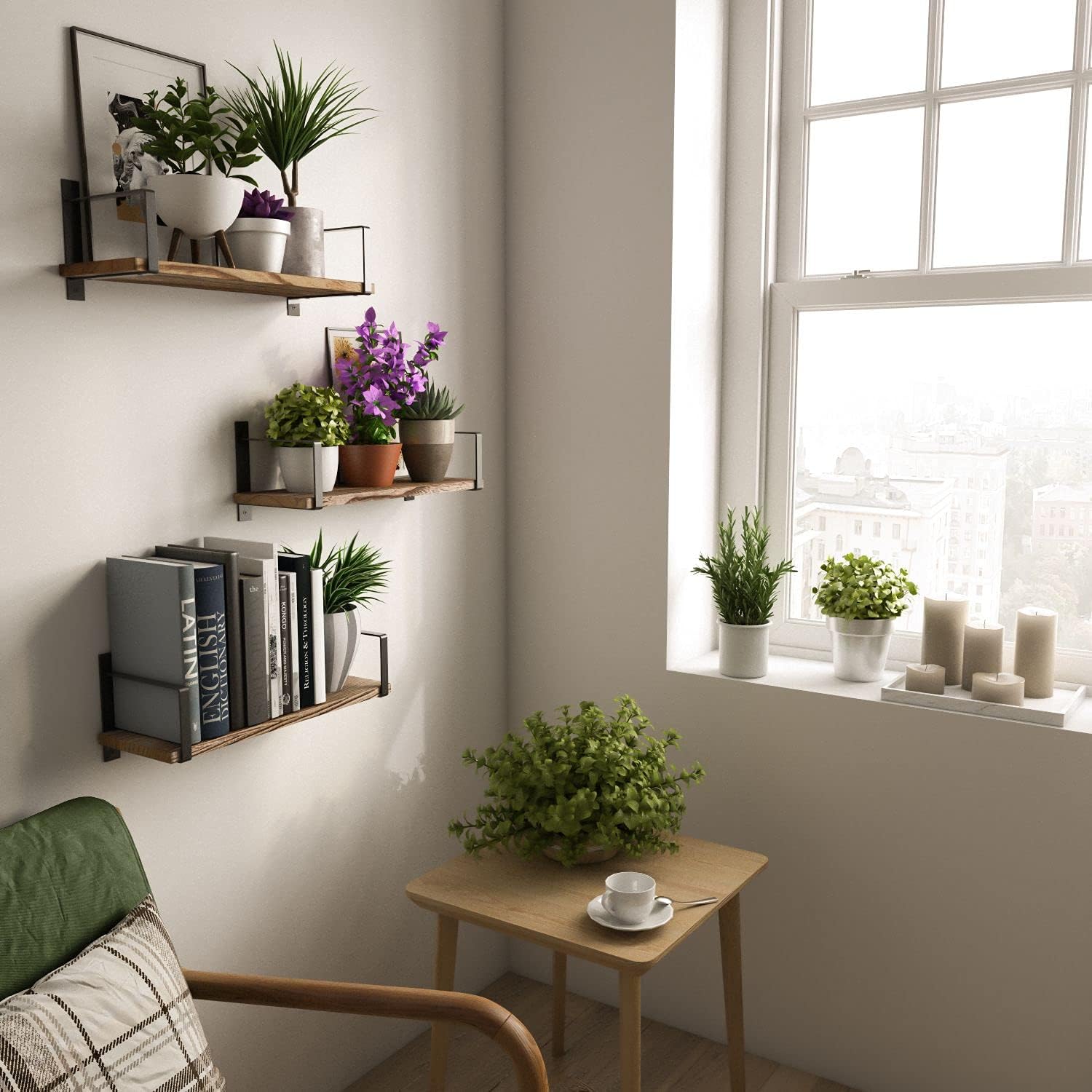 Wallniture Floating Shelves for Wall Stylish Organization for Bedroom and Bathroom