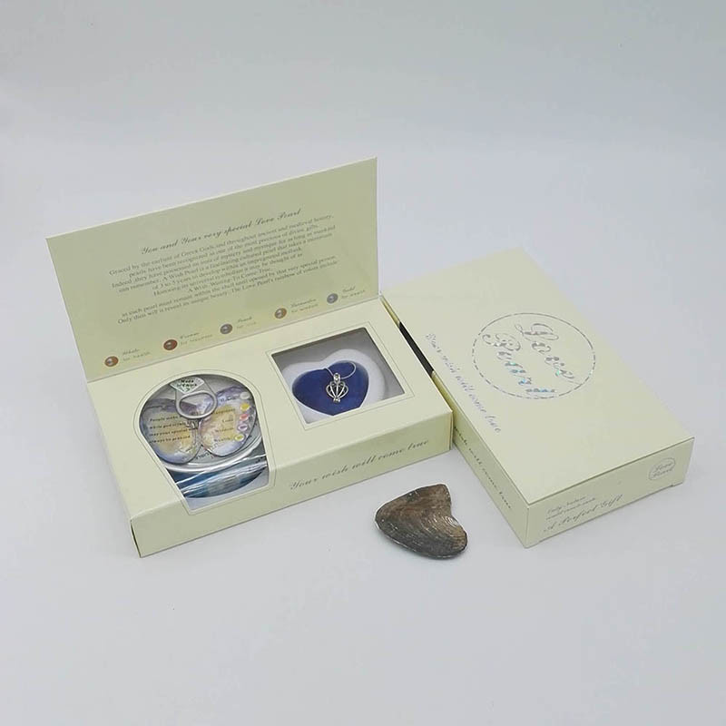 Custom Color Box Love Pearl Necklace Gift Box With Fashion Cage Pendant for Birthday or Holiday Gift