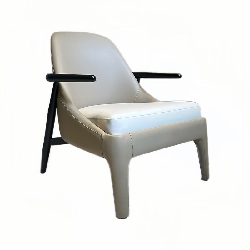 Luxury Ash Wood PU Leather Armrest Leisure Chair for Home Hotel Furniture