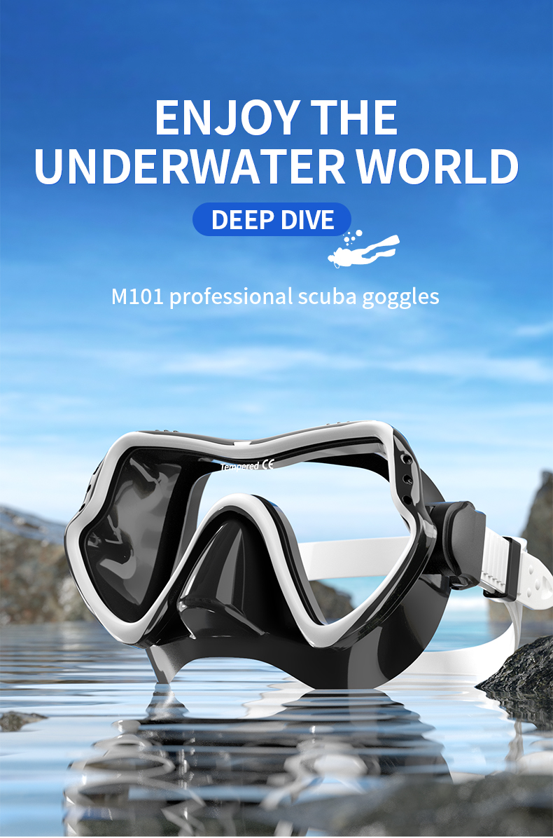 Tempered Glass Silicone Snorkeling Goggles Diving Mask Wide View For Underwater