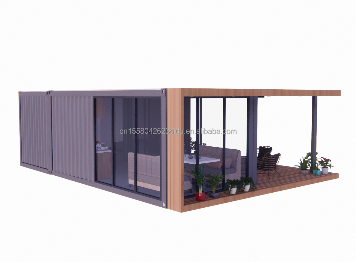 2 Bedrooms Prefabricated Tiny Home Made of Steel Material for Modern Design Wooden Residential Home in Outdoor Office