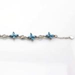 925 Silver Jewellery Quatrefoil Blue Topaz Cubic Zircon Tennis Bracelet (B04BLUE