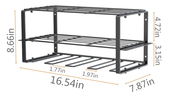 Metal Utility Storage Rack Wall Mounted Heavy Duty 3 Layers 410*200*230mm 2mm Thickness