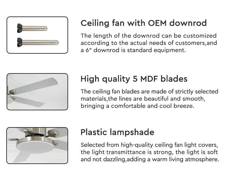 Smart Home 58 Inch Ceiling Fan with 5 MDF Blades and Remote Control 3 Color LED Light