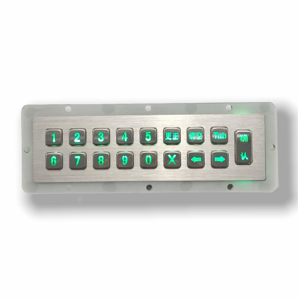 17 Keys Metal KeyPad Stainless Steel Industrial Numeric Keypad Customized