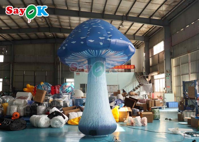 13.1ft Full Printing Inflatable Mushroom Led Light Blue Air Mushroom Event Decoration