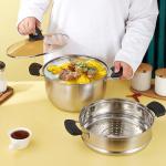 Best Selling Silver Two Layers Pot Stainless Steel Saucepot Food Steamer Pots