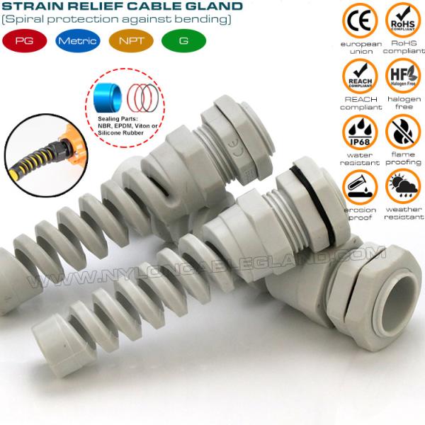 Spiral Cable Gland / Spiral Flexible Strain Relief Connector Nylon (Polyamide) 6