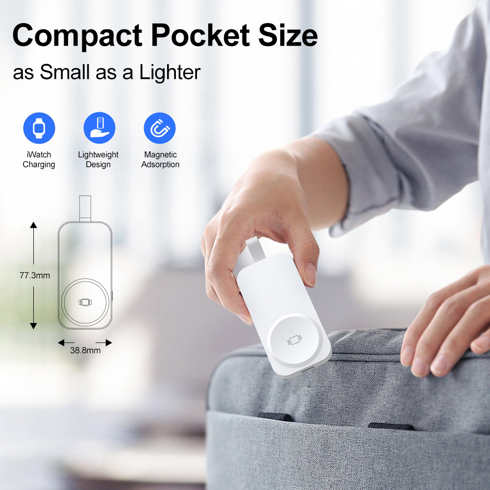 1000mAh Black/White Power Bank IWatches Charger with 4 LED Indicator