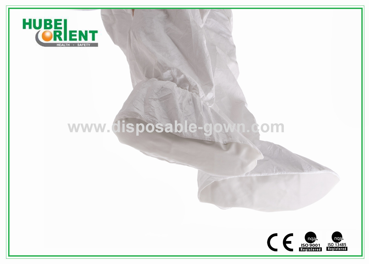 White Slip Resistant Tyvek Disposable Shoe Covers Booties With PVC Sole 43gsm