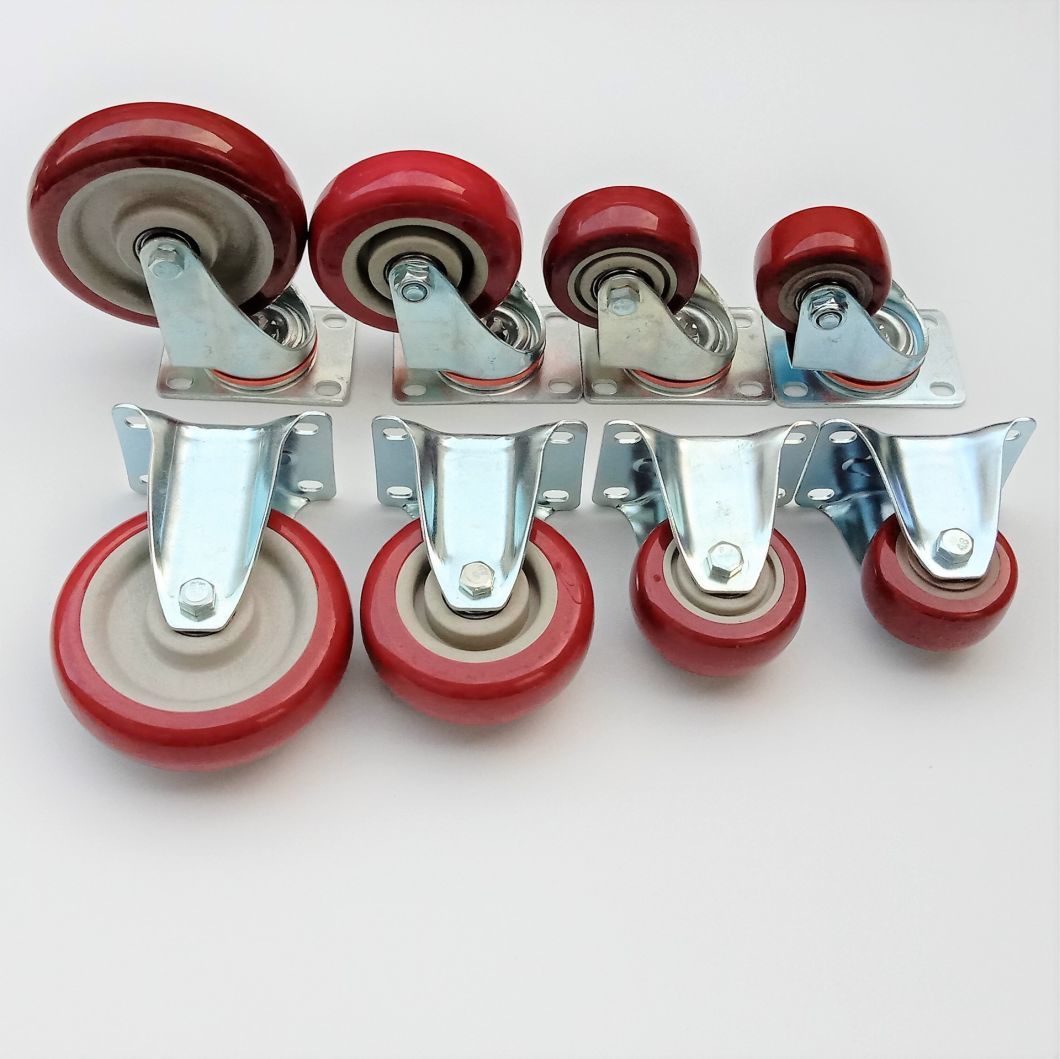 3inch 4inch 5inch Red PVC Industry Medium Duty Caster Wheels
