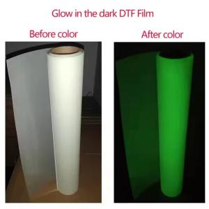 Quality Green Light Noctilucent Luminous Heat Transfer Film Glow-in-the-dark DTF PET Film for T-shirts Special Logo Printing wholesale