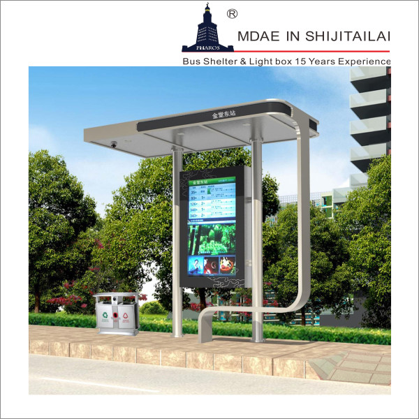 Hot Dip Galvanized 304 Stainless Steel Solar Bus Stop Shelter Earthquake Proof
