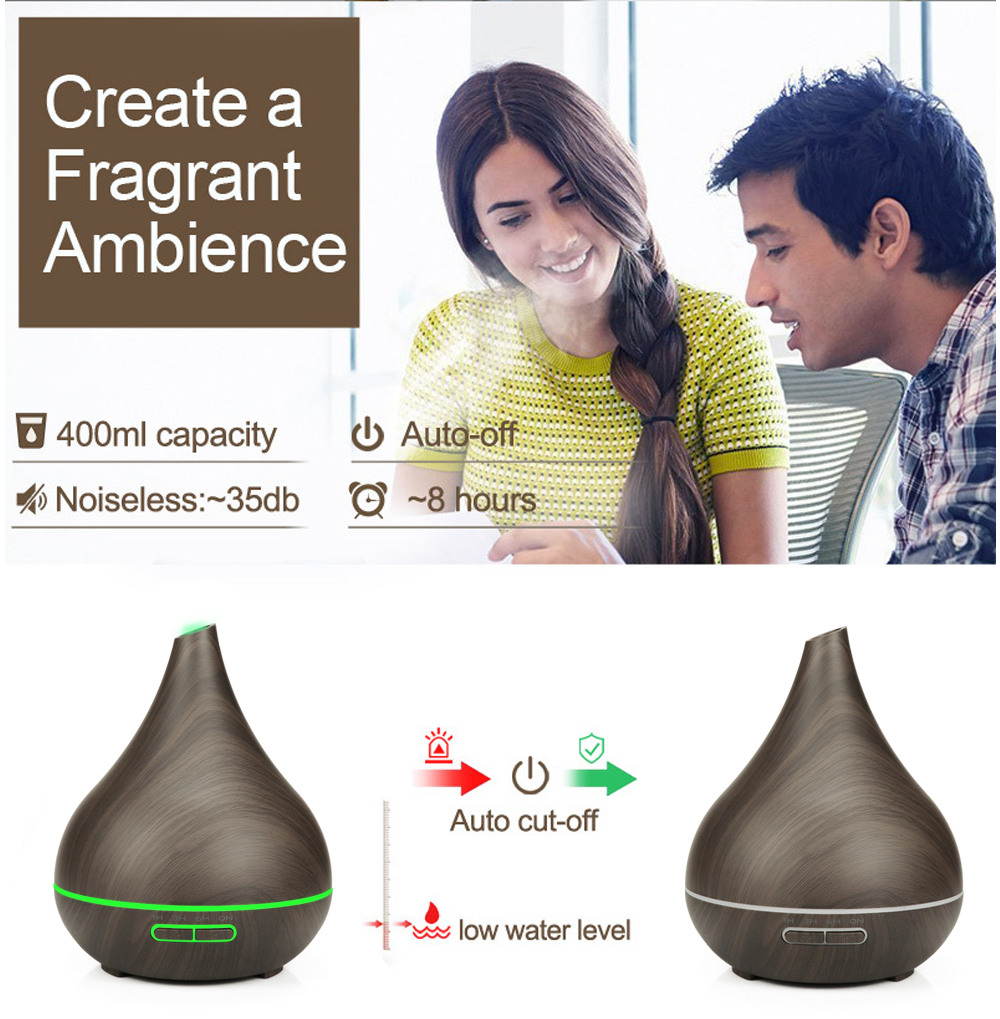 HOMEFISH 400ml Essential Oil Diffusers Wooden Aroma Diffuser OEM ODM