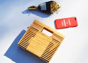Quality Vintage Rectangle Bamboo Evening Clutch Bags Box Shaped For Summer Vacation wholesale