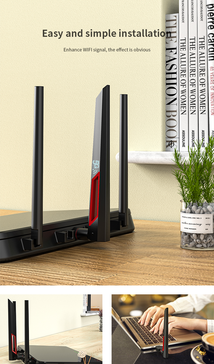 ABS Radome Material 2.4G 5.8G Long Range Wifi Router with High Gain and 4G LTE Antennas