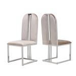 OEM 44x50x103cm Modern Velvet Dining Chairs With Stainless Steel Legs