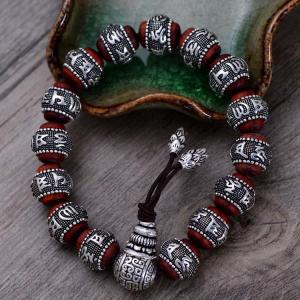 Quality Women and Men Sterling Silver Wrap Sandalwood Bead Strand Bracelet Couples Jewelry(B20180102) wholesale