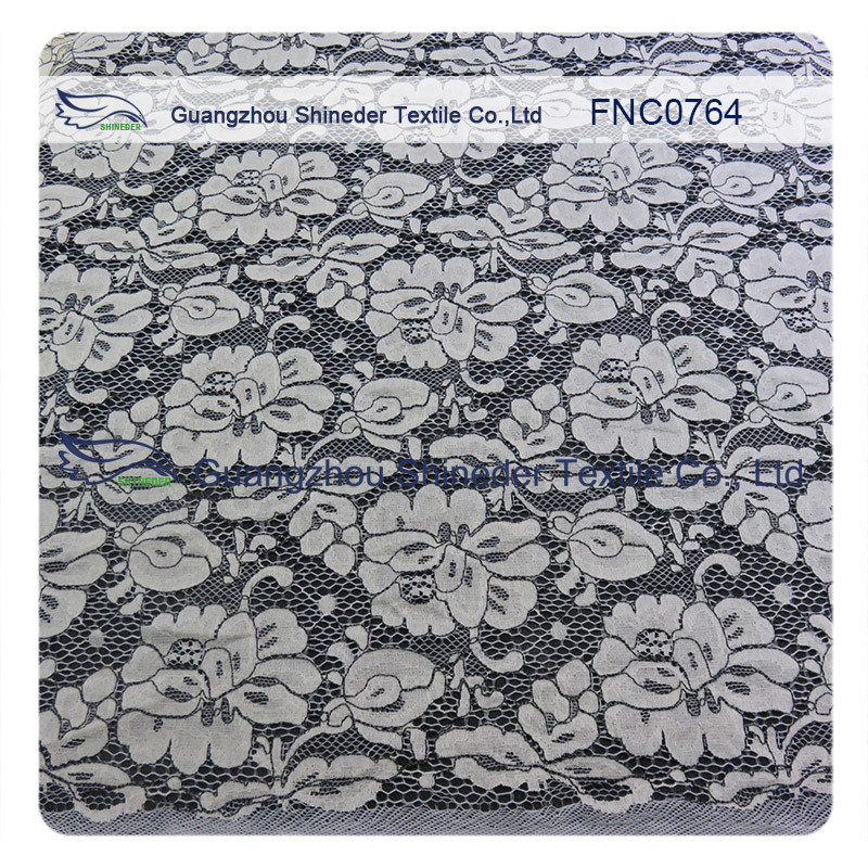 Women Garments Nylon Cotton Lace Fabric With Floral Panel 1.45 - 1.5m Width