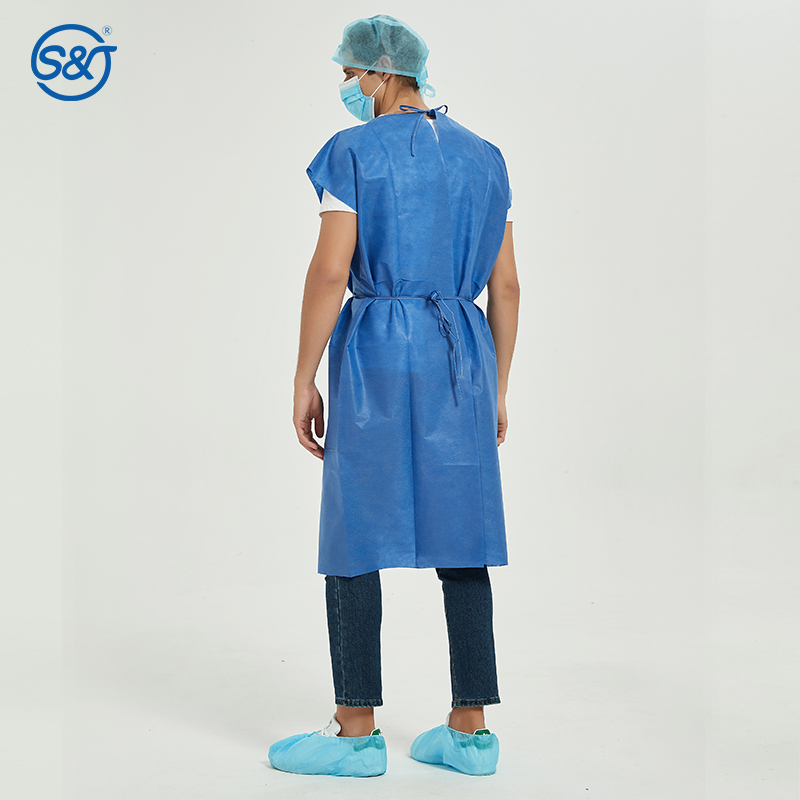 Short Sleeve Disposable Patient Gown Unsiex Sterile Reinforced Surgical Gown
