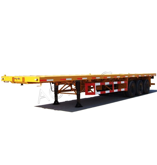 Container Twist Locks Flatbed Semi Trailer with 160mm Cross Beam and 12R22.5 Tires