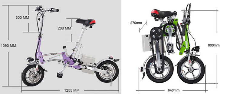 Mini 12" Folding Electric Commuter Bike With 36V 8Ah Li Ion Battery