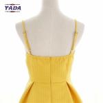 Korean style summer yellow spaghetti strap short umbrella ladies elegant dress
