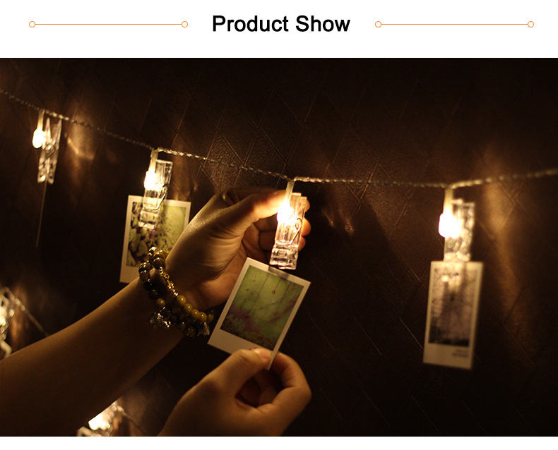 Pegs String Lights LED Clip Cards Photos Holder Bright Fairy Lights Christmas Wedding Birthday Party Valentine's day Dec