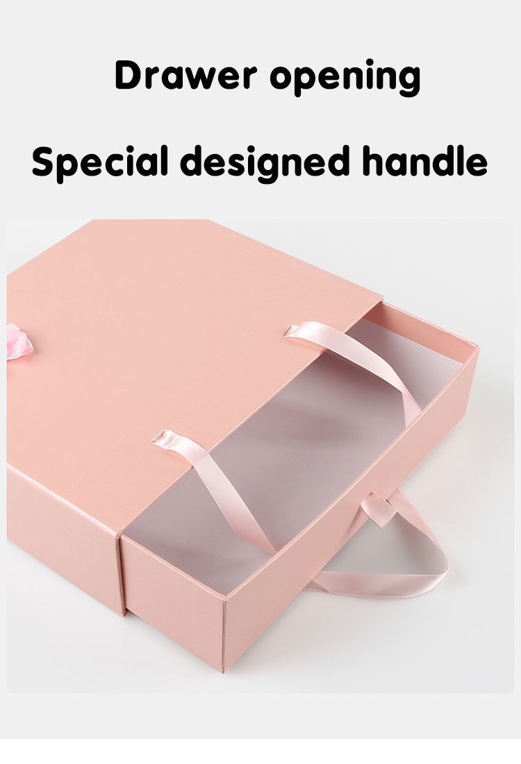 Drawer Type Storage Cardboard Box Luxury Jewelry Ribbon Bow Gift Box With Handle
