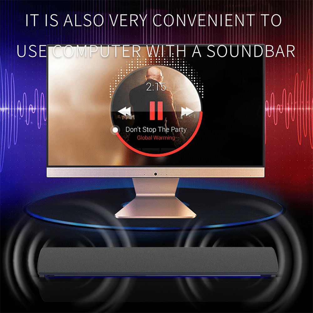 V5.0 Rechargeable Bluetooth Sound Bar Wireless PC Soundbar Immersive Experience