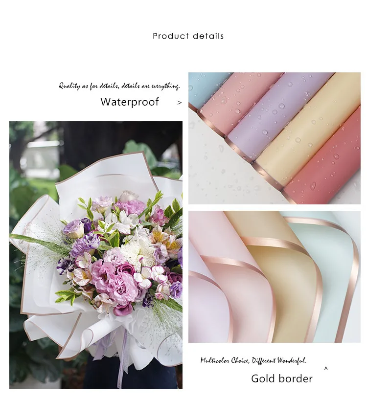 Free Sample Custom Printing Waterproof Flowers Wrapping Paper for Florist Bouquet
