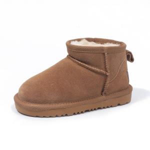 Quality Winter Cowhide Snow Boots Plus Velvet Genuine Leather Short Boots Waterproof Non-Slip Outdoor Warm Cotton Shoes For Kids wholesale