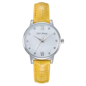Quality 1.25 Inch Yellow Leather Strap Watch Ladies Quartz Waterproof wholesale