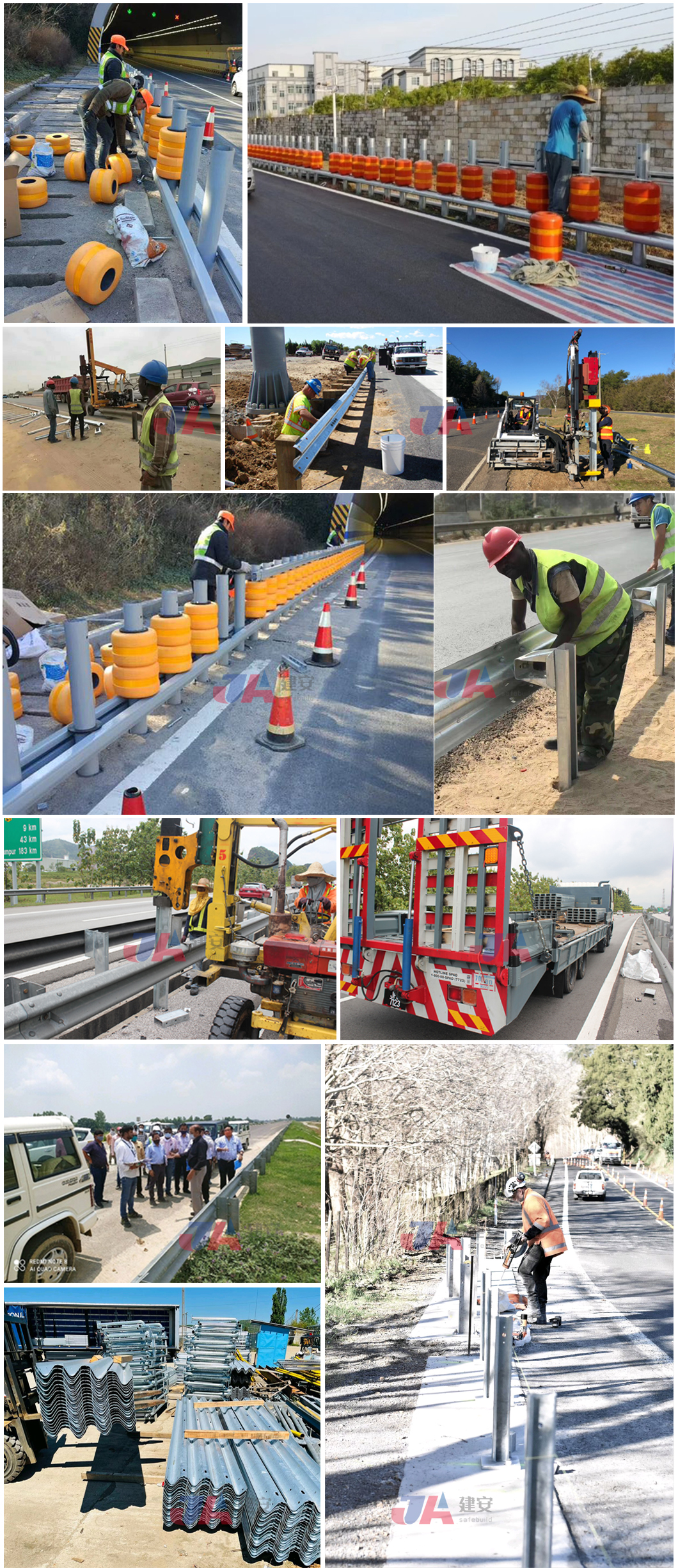 Save Volume Road Traffic Safe Guardrail Roller Barriers In Customized Design