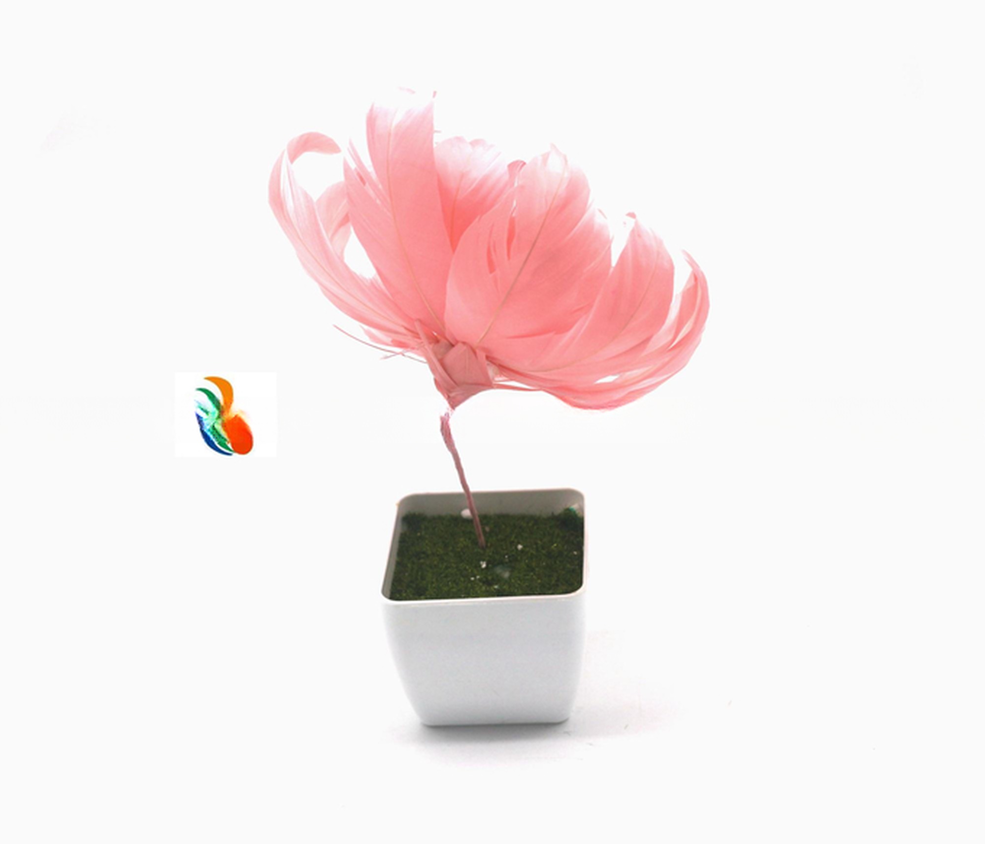 Father's Day Occasion 10*20 cm Stripped Goose Feather Flower Mount with Wire Accessory