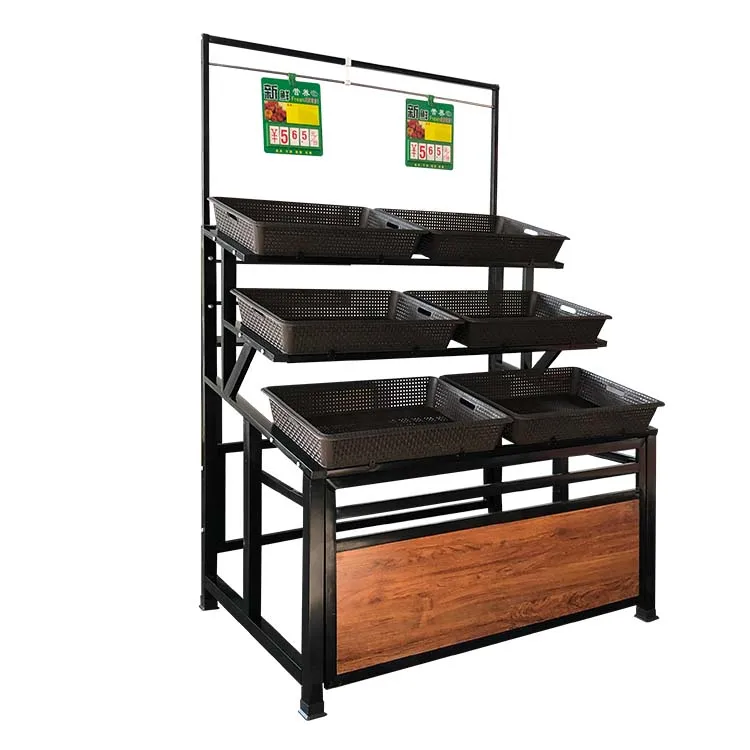 Multi Layer Supermarket Vegetable Shelf Rack Heavy Duty For Store