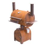 Outdoor Corten Steel BBQ Fire Grill Charcoal Smoker With Circle Plancha Grill