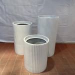 Garden Fiberglass Flower Pots Resin Planter In Black White Color