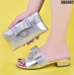 Supoo Wedding Italian ladies shoes and bags set adorned with fashionable PU