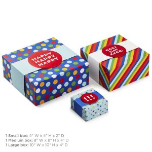 Quality Die Cut Birthday 3 Pack Rigid Packaging Box Diagonal Striped wholesale