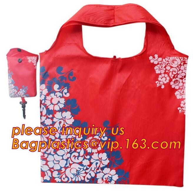Recycled Foldable Nylon Polyester Tote Bag with logos polyester shopping bag Custom advertising handle non woven bag PAC