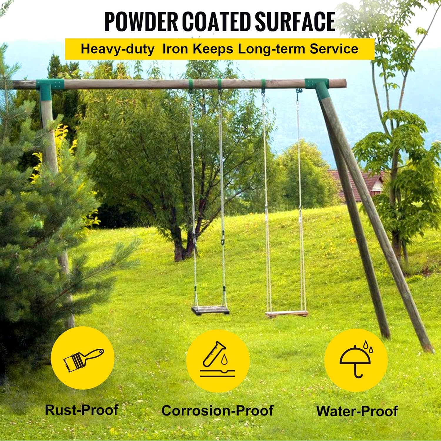 Sturdy Green A-Frame Swing Set Bracket Fits 2 4x4 Legs 1 4x6 Beam - Includes Hardware
