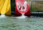 Open / Close High Speed Water Slide Red And Blue Fiberglass Commercial Equipment