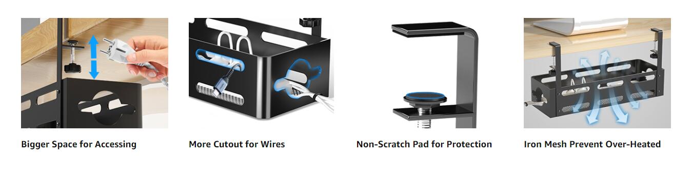 Metal Cable Management Box for Under Desk Cable Management 1mm Thickness Powder Coating