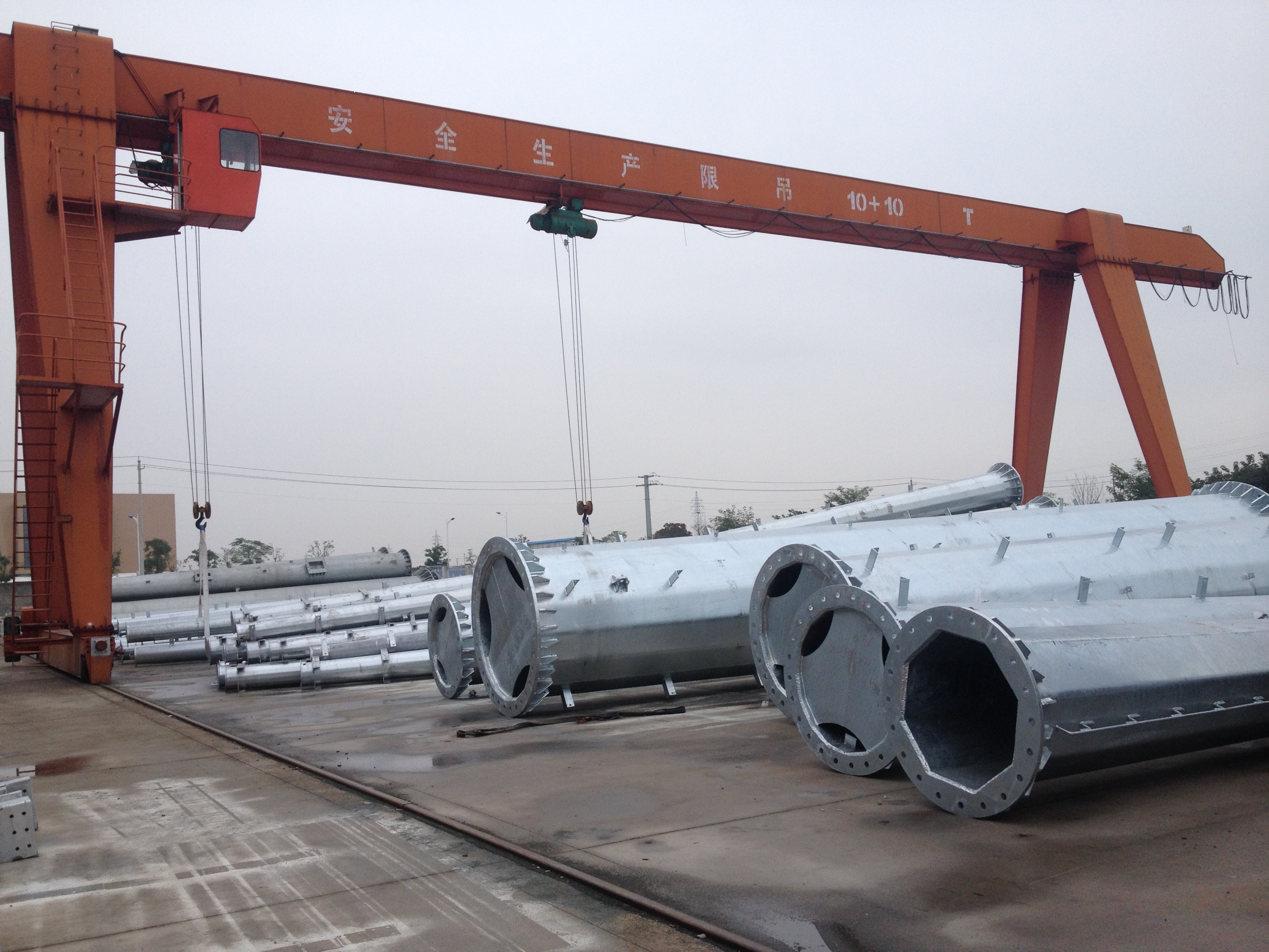 GR65 800kg Design Load Steel Tubular Pole , Steel Electric Pole Weather Resistance