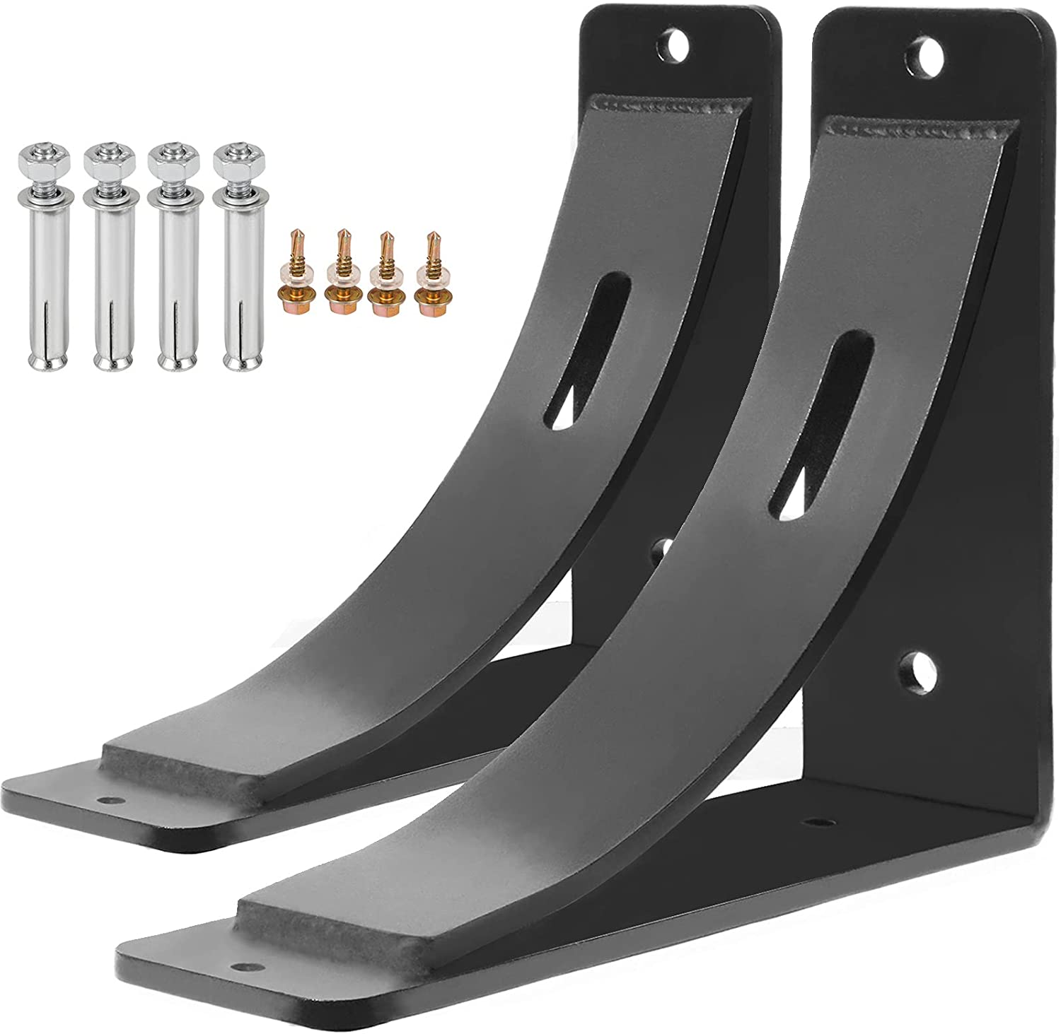 Triangular Carbon Steel Shelf Brackets for Heavy Duty 450lbs Load in Garage Workshop