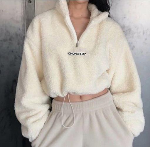 Small Quantity Clothing Manufacturer Women'S Thickened Lamb Fleece Sweatshirt