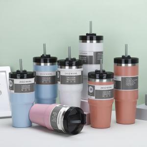 Quality Customized Logo Double Wall Vacuum Insulated Mug 20oz 30 Oz Stainless Steel Tumbler With Straw Car Travel Mug Dishwasher Safe Spill Proof Design wholesale